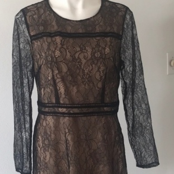 CeCe black and tan dress. Size 4, lace overlay